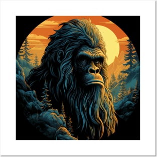 Vintage Retro Sunset Bigfoot Posters and Art